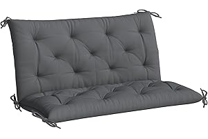 Outsunny Porch Swing Cushion Garden Bench Cushion with Backrest, Non-Slip 2-Seater Soft Pad, Swing Chair Mat Replacement for 