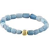 CRYSTALIS Blue Opal Elastic Stretch Bracelet, Natural Beads, Chakra Healing Jewelry for Men & Women, Adjustable Bracelet, Gift Giving Bracelet, 7.25 to 7.50 inch
