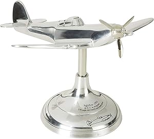Authentic Models, Spitfire Travel Plane, Aircraft Desktop Home Decor - Highly Polished Silver