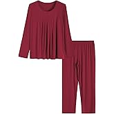 Latuza Women's Petite Long Sleeves Pajamas Set Petite Size Viscose Top and Pants