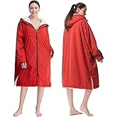 Oksun Waterproof Swim Parka, Windproof Surf Poncho Warm Coat, Recycled Fabric Water Resistent Oversized Sherpa Lining Jacket