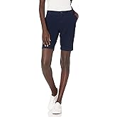 Amazon Essentials Women's Mid-Rise Slim-Fit 10" Inseam Bermuda Khaki Shorts