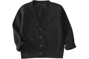 KISBINI Unisex Boys Girls Cardigans Sweater V-Neck Long Sleeve School Uniforms Button Knit Tops