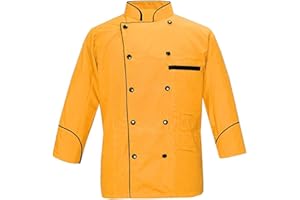 WARRIORPOINT Men's Multi Color Chef Jacket/Light Weight Chef Coat With Contrast Black Piping(Size,S-5XL)