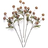 Laelfe Artificial Kiku Flower - 5 Pcs Fake Pompon Mums Silk Small Chrysanthemum Faux Ball Fall Flower Stem Decor for Autumn Wedding Filler DIY Bouquet Centerpieces Arrangements Shower (Coffee)