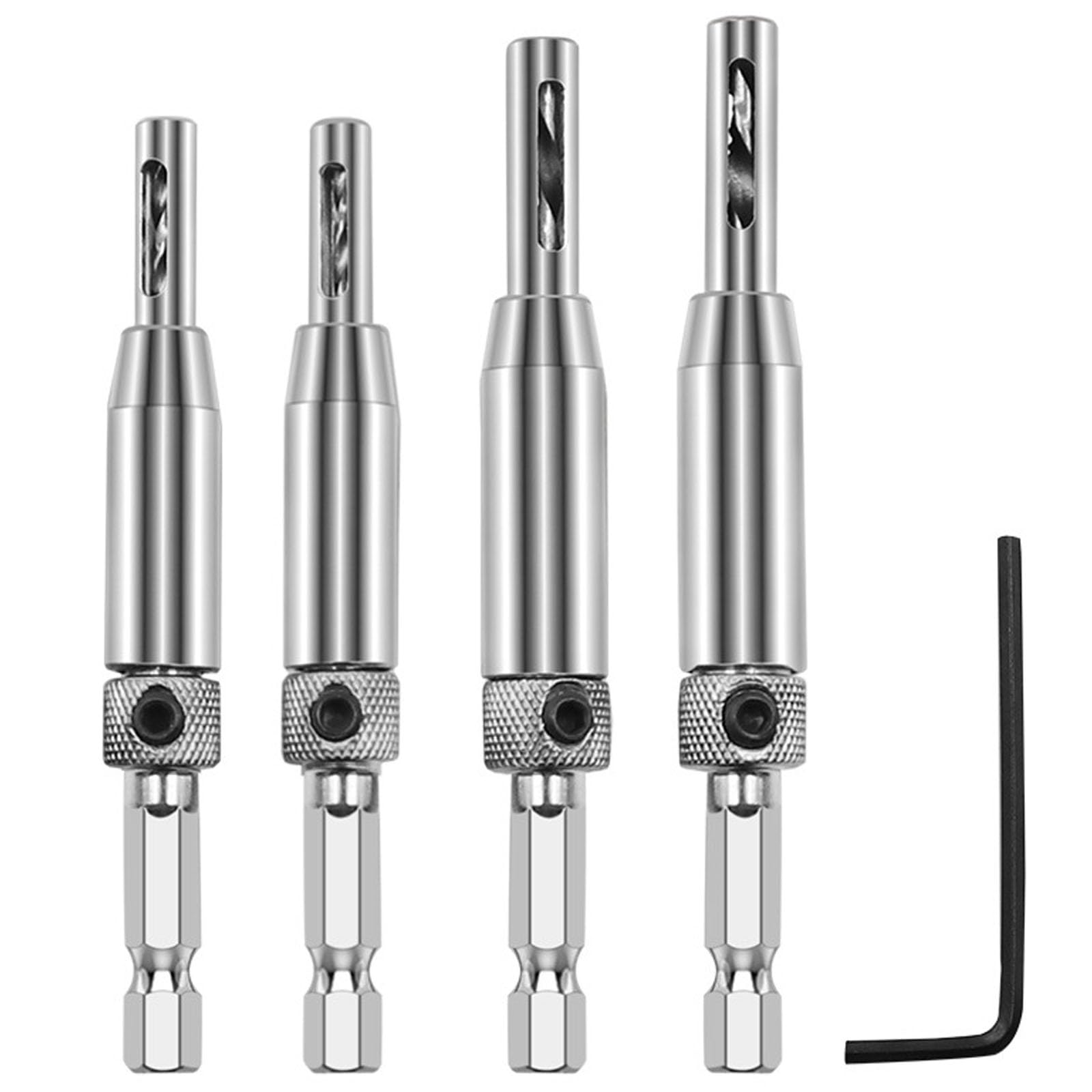PSFXBM 4PCS Self Centering Drill Bit Set, Hinge Drill Bit, Self Centering Drill Bit Tool, Hinge Bit