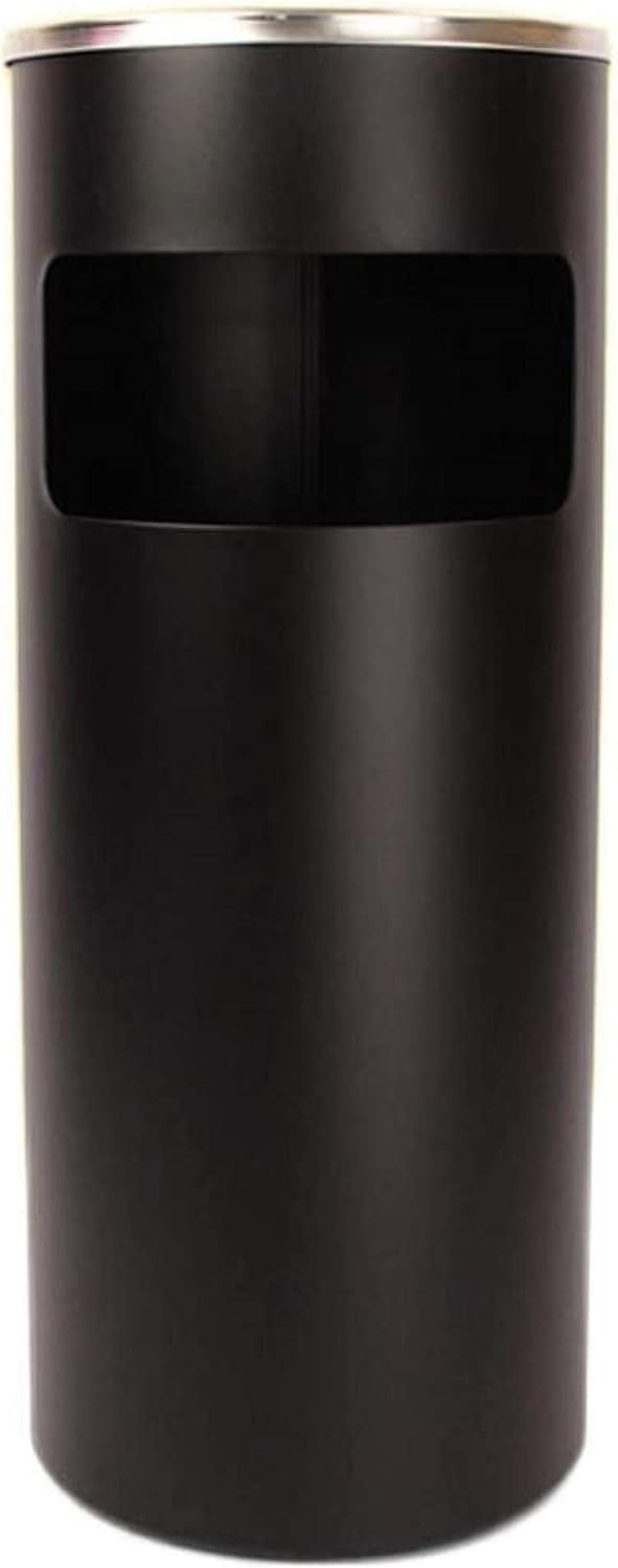 HFFFHA Trash Bin Rubbish Bin Hotel Round Trash Can With Ashtray Hotel Lobby Vertical Stainless