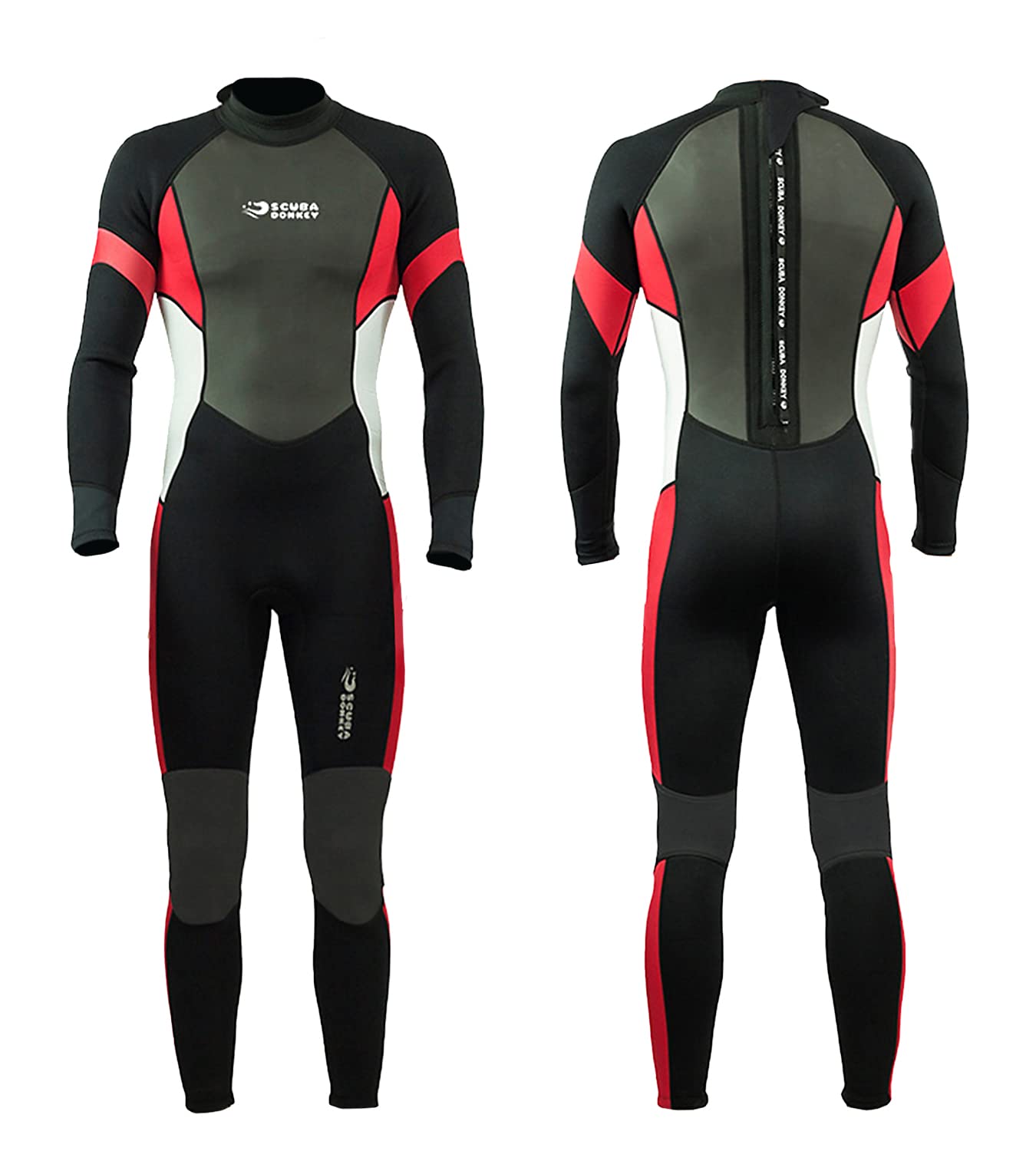 Summshall 3mm Wetsuit Men, Neoprene Full Body Diving Suits Back Zip Long Sleeve Wetsuit for Scuba Diving Snorkeling Surfing Swimming, Red, L