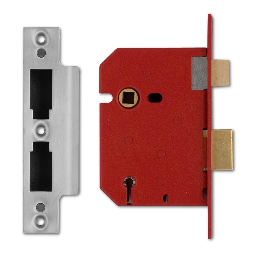 Union Locks 2201 5 Lever Mortice Sash Lock 77.5mm - Satin Chrome (Visi Pack)