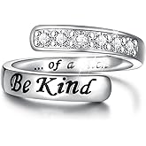 Sariel Be Kind of a B Ring 925 Sterling Silver Hidden Message Adjustable Rings for Women Best Friends Sister Sorority Gifts