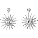 TIANHONGYAN Exaggerated Luxury Sun Stars Drop Earrings Starburst Gold Rhinestone Studs Earrings Boho Statement Earrings for Women Girls Jewelry Gifts