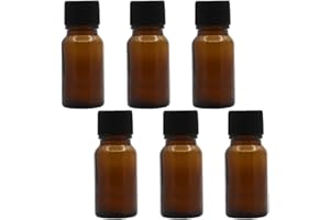 VANTOBEST ‌6Pcs Amber Glass Essential Oil Bottles with Orifice Reducer Black Cap Empty Refillable Aromatherapy Storage Contai