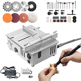 MIMYTH Mini Table Saw for Crafts; Multifunctional Portable Tablesaw | Customizable Cutting, Grinding, Sanding; Adjustable Angle, Speed, SawDepth