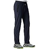 TBMPOY Men's Lightweight Hiking Travel Pants Athletic Outdoor Sports Elastic Waist Water Resistant Sweatpants 2 Pockets