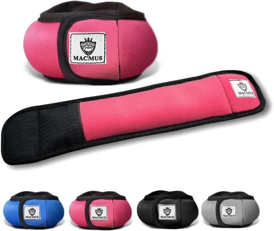 MACMUS Ankle/Wrist Weights (1 Pair) for Yoga, Fitness, Workout, Exercise, Walking, Jogging, Gymnastics, Aerobics and Gym (1-2kg) (Pink, 2 kg/Pair)