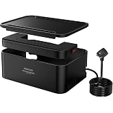 Redagod Power Strips with Cable Management Box, Surge Protector, Black | Cord Organizer with 8 Outlets 3 USB Ports Switch Control, 6.6 ft Plug Extension Cord, Charging Station for Dorm, Office, Home