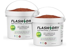 EARTHSAFE FlashDry Super Spill Absorbent, 5L Bucket with Dispenser Lid, 100% Organic Coco Coir, Landfill Safe, OSHA Approved, Ideal for Absorbing Oil, Paint, Grease in Garages, Kitchens, Janitor Kits, Pack of 2