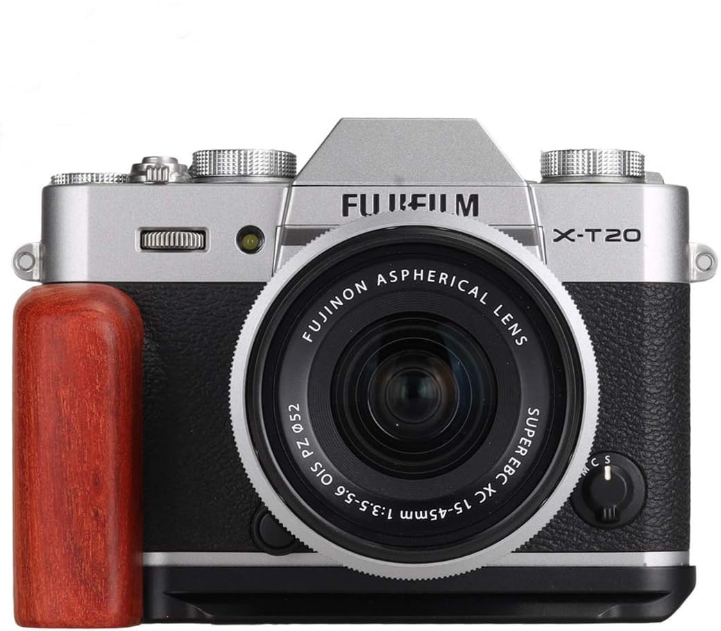WEPOTO XT20-R Hand Grip Quick Release Plate L Bracket QR Plate Compatible with Fujifilm X-T30 X-T20 X-T10 Camera -Aluminium Padauk