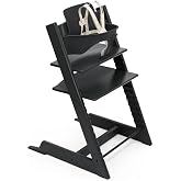 Stokke Tripp Trapp High Chair + Baby Set + Harness, Black | Includes Chair, Baby Set, Removable Harness for Children 6-36 Mon