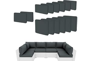 PROHIKER Patio Cushion Cover Replacement 14 Pack Outdoor Sofa Cushion and Pillow Covers Only with Zipper for 7-Piece Outdoor Patio Furniture Conversation Set (Grey)