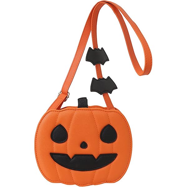 QZUnique Borsa A Spalla Zucca 3D Per Halloween: Lucida In PU, Borse A Tracolla Originali Per Caramelle E Festa (Arancione)