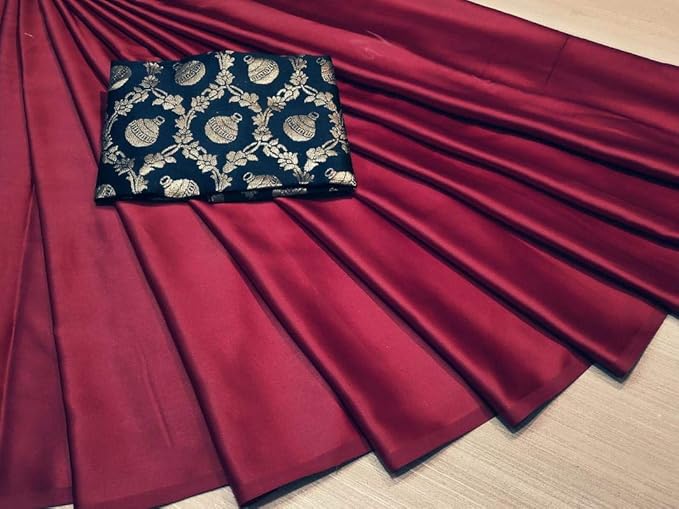 plain saree with heavy designer blouse