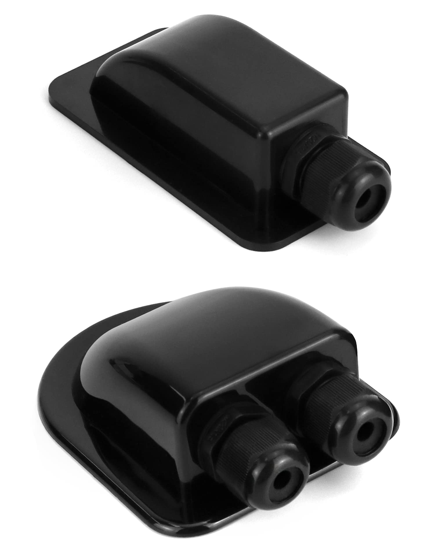 QWORK IP68 Solar Cable Entry Gland Waterproof ABS Solar 2-Way / 1-Way Cable Entry Dual Cable Entry Housing for Solar Panels of RV, Caravan and Marine, Black