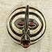 NOVICA Artisan Handmade African Wood Mask Sese with Beige and Black Rings from Ghana 'Baluba Rings'