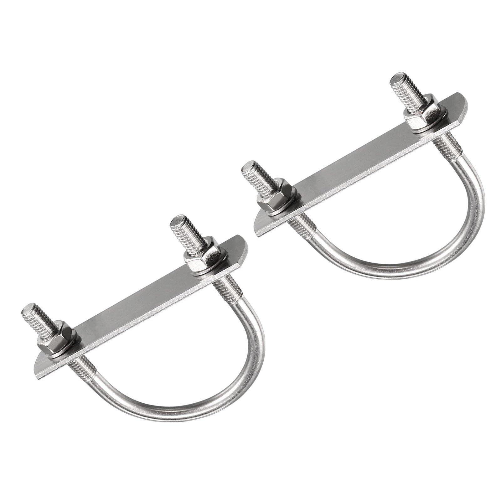 TOP-VIGOR 2 sets M6 Round U-Bolts, 45mm Inner Width 65mm Length 304 Stainless Steel Tie Down U-Bolts with Nut, Plate for Building Installations Mechanical Parts Connection Cehicles Ships