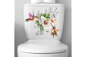 Birds Flowers Butterfly Toilet, Toilet Seat Decals-DIY Removable Waterproof Sticker-Seat Lid Stickers Self-Adhesive Bathroom 