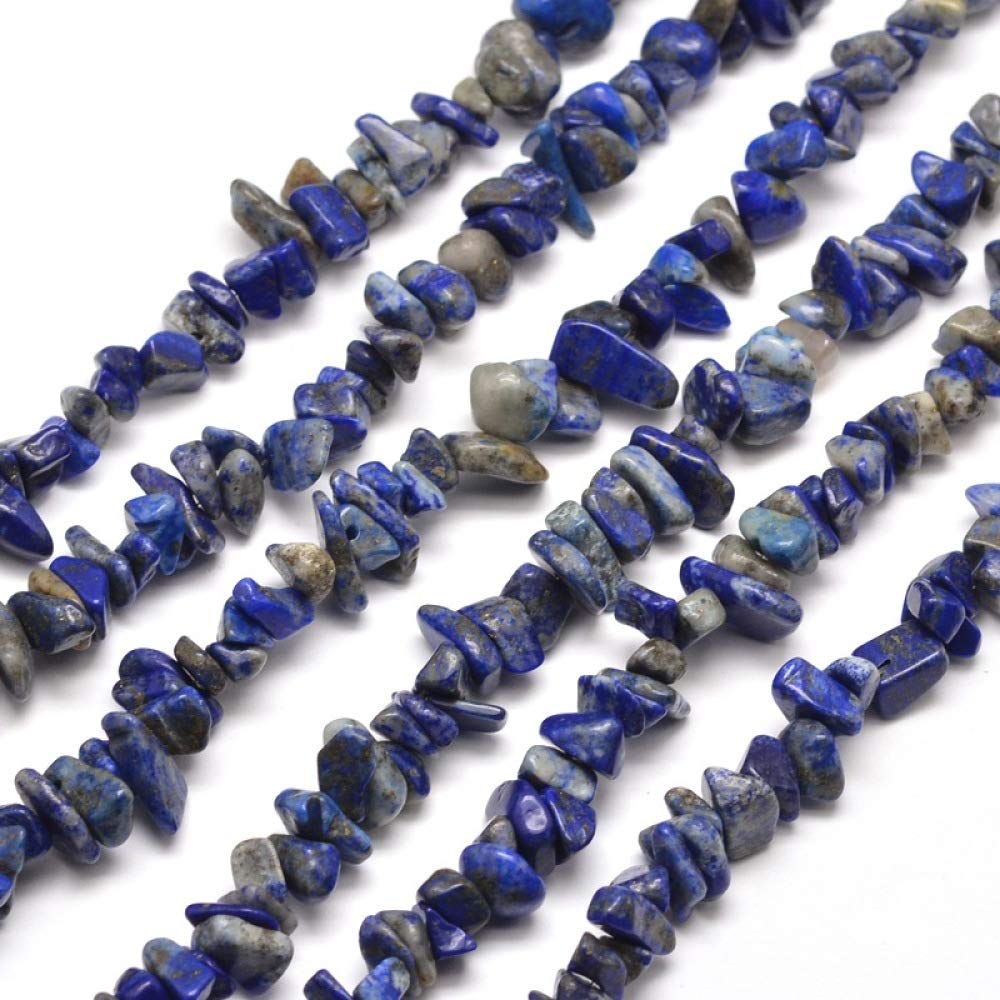 PandaHall 10 Strands Natural Lapis Lazuli Chip Beads 5-8mm Crushed Irregular Chips Stone Beads Natural Stone Healing Crystal Loose Beads for Jewelry Making Necklace Bracelet Ring