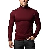 Kallspin Men's Turtleneck Pullover Sweater Cotton Long Sleeve Pullover Slim Fit Knit Top