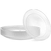 PLASTICPRO 30 Pack Crystal Like Clear Disposable 6 inch Plastic Plates Dinner Dishes Plates for Special Occasions Parties