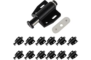 TYMXGHF Magnetic Touch Latch 12pcs Heavy Duty Black Cabinet Drawer Magnet Catch Push to Open Magnetic Pressure Touch Release,（Screws Included）