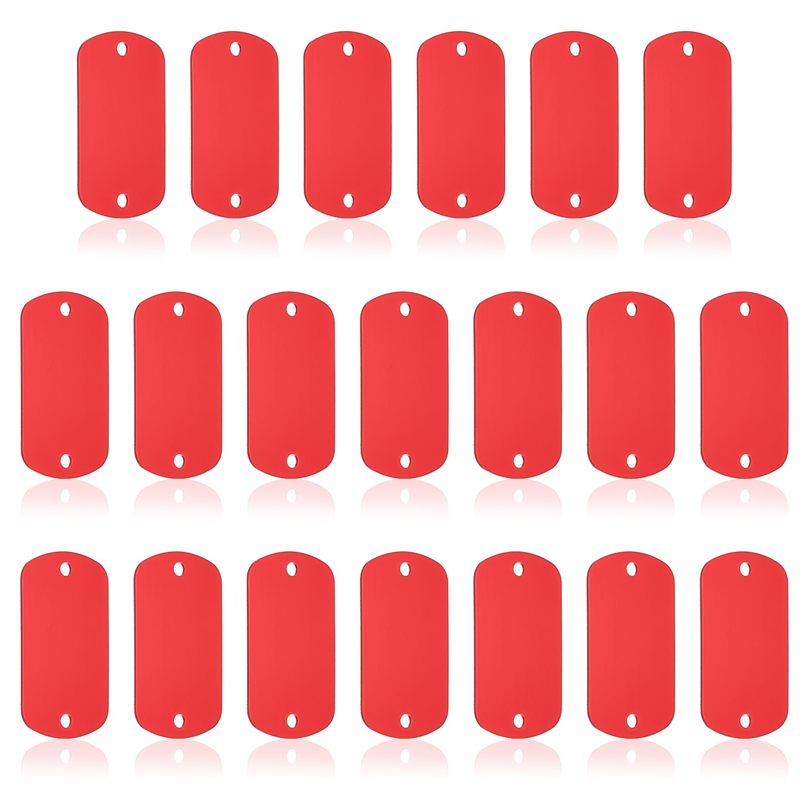 PATIKIL 20pcs Metal Stamping Blanks, Rectangle Stamping Tags Blanks Aluminum Plate DIY Name Tags 5x3cm Metal Engraving Blanks 2 Holes for Laser Engraving Stamping Craft Dog ID Tags, Red