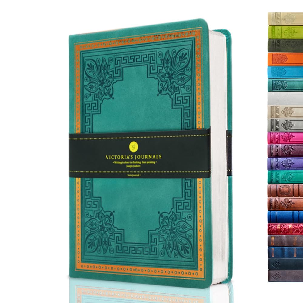 Victoria's Journals, Diaries, Faux Leather, Vintage, Hardback, Lined Notebook, Old Fashioned Travel Journal, A5, Size 14.5 x 20.5 cm