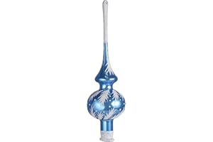 HOLIDAYGIFTSHOPS Crystal Blue Glass Christmas Tree Topper