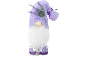 UPLTOWTME Lavender Swedish Gnomes Decorations for Home Pastel Purple Spring Summer Tiered Tray Tomte Plush Decor Nordic Dwarf with Artificial Greenery Kitchen Collective Gift for Women Family Friend Colleague