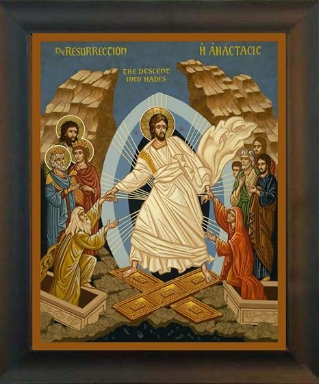 Amazon Com Trinity Stores Desk Framed Religious Art Print Black 9x11 Resurrection Descent Into Hades By Joan Cole Posters Prints