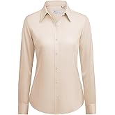 siliteelon Button Down Shirts for Women: Wrinkle Free Long Sleeve Classic Fit Collared Dress Shirt Solid Formal Office