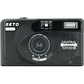 RETO PANO 35mm Film Camera - 22mm Wide Lens, Panorama, Easy Switch, Cinematic Modes, Lens Cover, Built-in Flash, Reusable (Film &amp; AAA Battery are not Included) (Sheer Black)