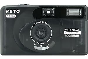 RETO PANO 35mm Film Camera - 22mm Wide Lens, Panorama, Easy Switch, Cinematic Modes, Lens Cover, Built-in Flash, Reusable (Film & AAA Battery are not Included) (Sheer Black)