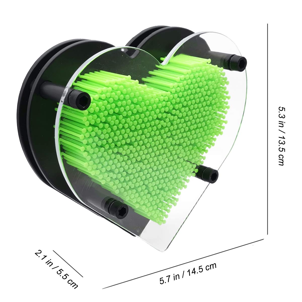 MICKYU Small Pin Art Board Game Classic Plastic 3D Pin Point Impression Office Desk Toy Sculpture for Children Adults, 5.7 x 5.5 inches, ( Green, Love )