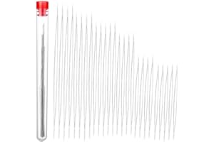 MOFUIRY 32 Pieces Collapsible Beading Needles, Assorted Size Big Eye Beads Needles Seed Beads Needles Long Straight Embroidery Needles with Needle Bottle for Jewelry Making (5 Size)