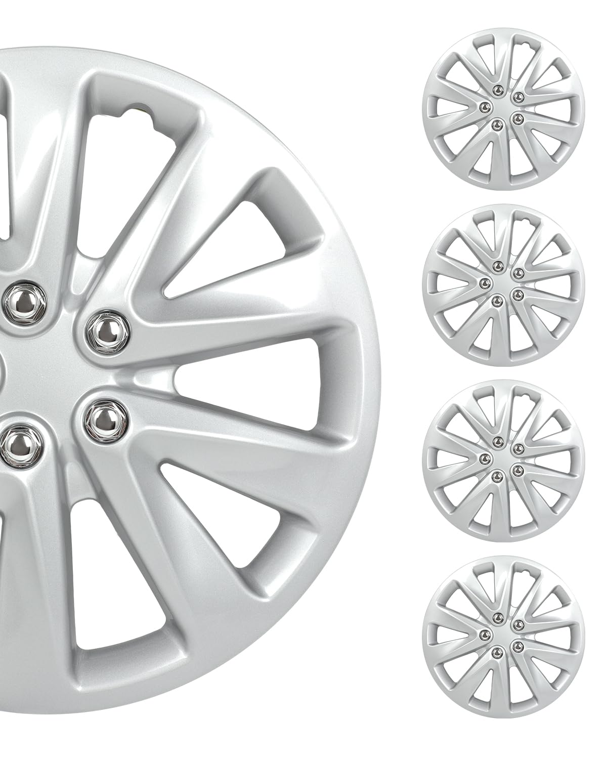Photo 1 of ***3 ONLY***SCITOO(16-Inch) Snap On Hubcap Auto Tire Replacement Exterior Cap Snap On Cars, Trucks, SUVs Silver Wheel Cover Set of 4 Pieces