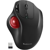 Wireless Trackball Mouse, Rechargeable Thumb Control 3 Devices - Red Ball | SABLUTE MAM2 Ergonomic Mouse (Bluetooth and USB ), 5-Level DPI, Silent Click, Compatible PC Laptop Mac iPad, Easy Clean