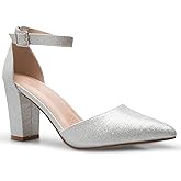 Olivia K Women's Sexy D'Orsay Ankle Strap Pointed Toe Block Heel Pump - Classic, Comfortable