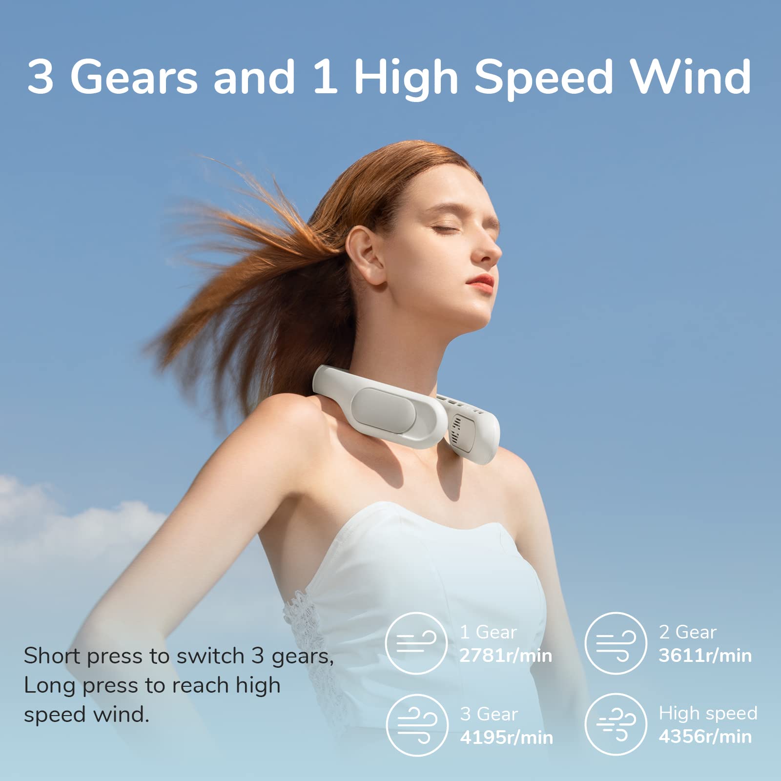 JISULIFE Portable Ultimate Bladeless Neck Fan, 【3+1 Speeds】 Rechargeable Personal Fan for Neck with Multi Motors, USB Wearable Fan for Outdoor, Home, Office, with Silicone Neck Brace - Space Grey