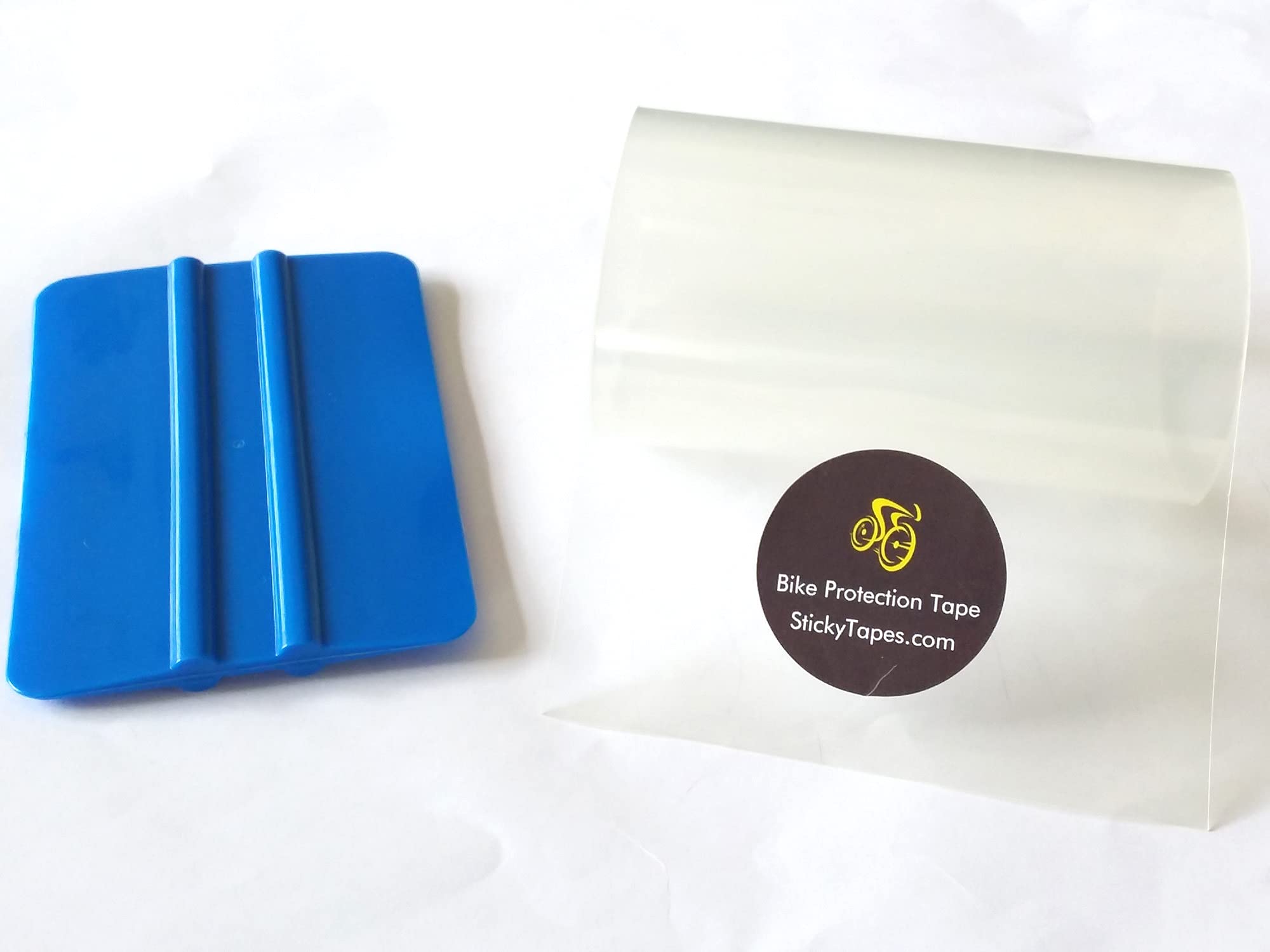 StickyTapes Bike Protection Tape - 4in x 1yd roll of Helicopter Tape PLUS Hand Applicator Squeegee