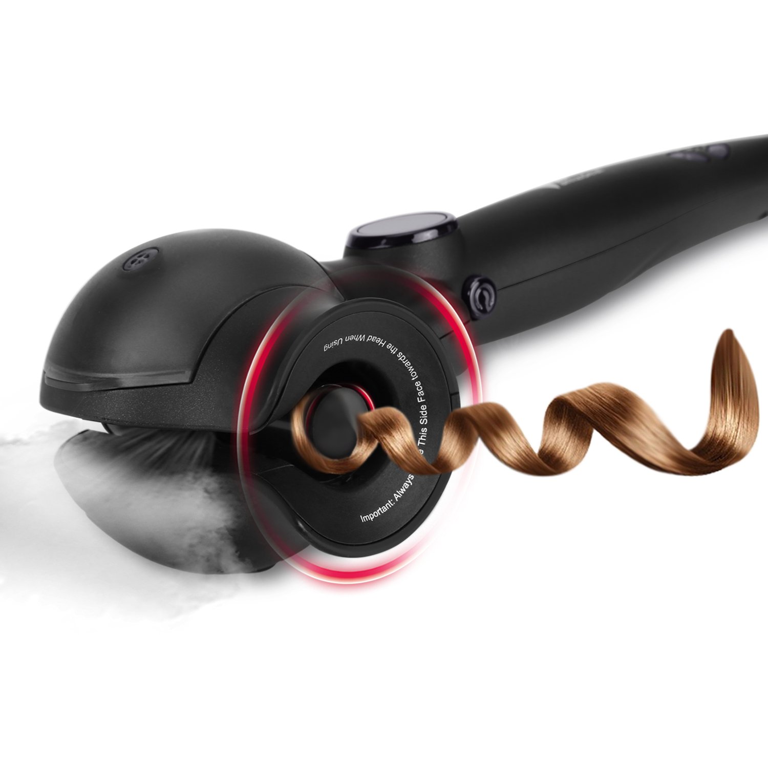 Amzdeal Hair Curler Automatic Hair Curling Roller Wave Curl Machine With Lcd Display Water Tank For Steam Hair Salon Uk Plug Black